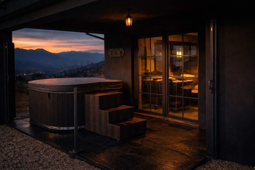 domki w Beskidach jacuzzi widok góry