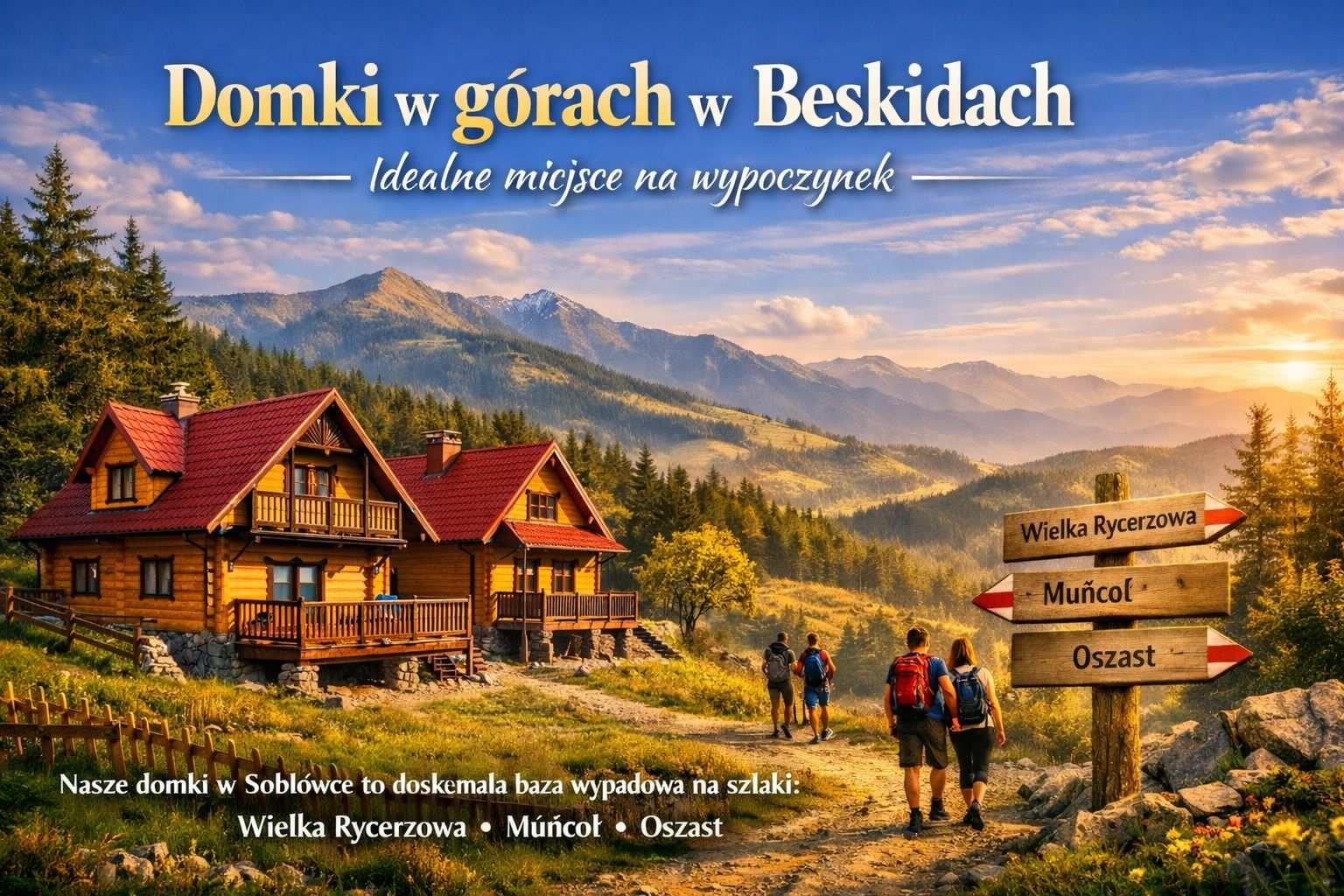 Domki w górach w Beskidzie Żywieckim w Soblówce – baza wypadowa na szlaki Wielka Rycerzowa, Muńcoł i Oszast